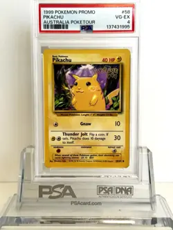 RARE 1999 Pokemon Base Unlimited Promo Australia PokeTour PSA 4 Pikachu 58 - Image 1