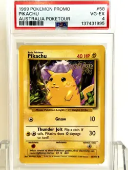 RARE 1999 Pokemon Base Unlimited Promo Australia PokeTour PSA 4 Pikachu 58 - Image 2