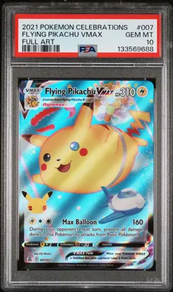 Pokemon Card PSA 10 Flying Pikachu VMAX 007/025 Celebrations Full Art 2021 - Image 1