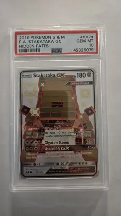 2019 POKEMON SUN & MOON HIDDEN FATES #SV74 FULL ART/STAKATAKA GX PSA 10 - Image 1