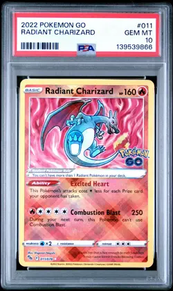 2022 POKEMON GO #011 RADIANT CHARIZARD PSA 10 - Image 1