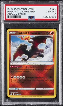 2023 POKEMON SWORD & SHIELD CROWN ZENITH #020 RADIANT CHARIZARD PSA 10 - Image 1