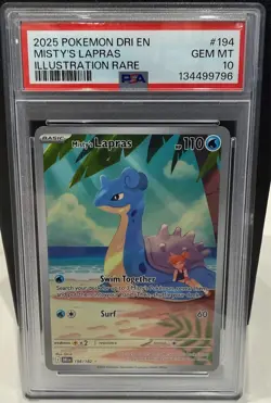 Pokemon TCG Destined Rivals Misty's Lapras Illustration Rare PSA 10 GEM MINT - Image 1