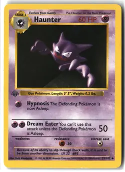 Haunter ⭐ 29/102 1st Edition WOTC Uncommon Base Set 1999 Pokemon NM - Image 1