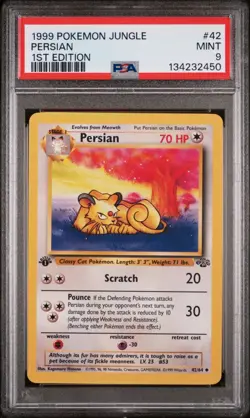 POKEMON CARD 1999 PSA 9 MINT JUNGLE SET 1ST EDITION #42 Persian - Image 1