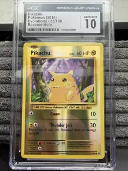 Pokemon Pikachu TCG Evolutions Reverse Holo Card 35/108 CGC 10 Gem Mint - Image 1