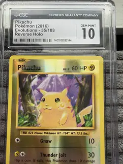 Pokemon Pikachu TCG Evolutions Reverse Holo Card 35/108 CGC 10 Gem Mint - Image 2