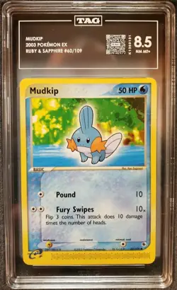 2003 Pokemon EX Mudkip 60/109 Ruby and Sapphire Regular TAG 8.5 NM-MT - Image 1