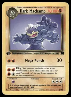 Pokemon Cards Dark Machamp 27/82 1ST EDITION Team Rocket Rare HP - Image 1