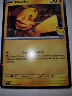 ✨ Pikachu 051/162 Cosmos Holo Bleed Error Rare Pokemon Day 2026 ✨ Stamped - Image 3