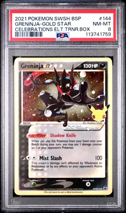 2021 POKEMON SWSH BLACK STAR PROMO #144 GRENINJA-GOLD STAR PSA 8 - Image 1