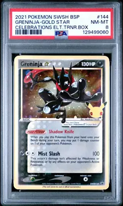 2021 POKEMON SWSH BLACK STAR PROMO #144 GRENINJA-GOLD STAR PSA 8 - Image 1