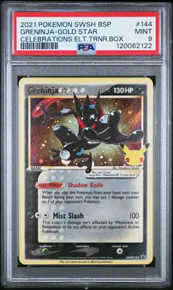 2021 POKEMON SWSH BLACK STAR PROMO #144 GRENINJA-GOLD STAR PSA 9 - Image 1