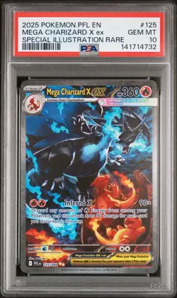 2025 POKEMON PFL EN-PHANTASMAL FLAMES #125 MEGA CHARIZARD X EX PSA 10 - Image 1