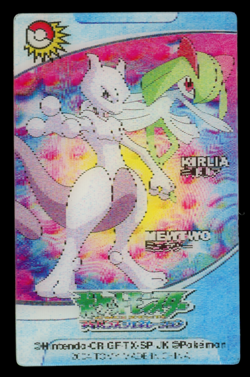 Pokemon Japanese Mewtwo & Kirlia 3D Lenticular Advanced Generation Mini Card - Image 1