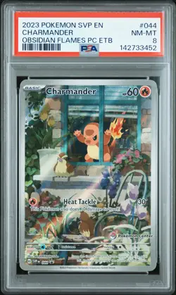 2023 POKEMON OBSIDIAN FLAMES POKEMON CENTER ETB PROMO SVP #044 CHARMANDER PSA 8 - Image 1