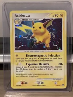 Pokemon RAICHU Card 15/123 HOLO Rare Mysterious Treasures MP Moderate Play TCG - Image 1