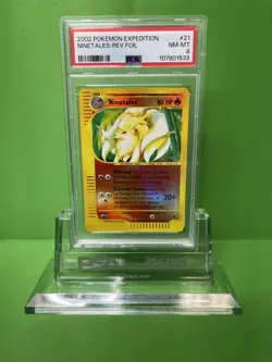 2002 POKEMON EXPEDITION 21 NINETALES-REVERSE FOIL PSA 8 - Image 1