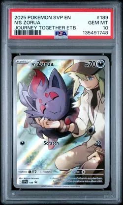 2025 POKEMON SVP EN-SV BLACK STAR PROMO #189 N'S ZORUA PSA 10 - Image 1