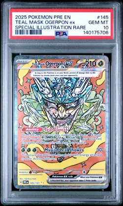 2025 POKEMON PRE EN-PRISMATIC EVOLUTIONS #145 TEAL MASK OGERPON EX PSA 10 - Image 1
