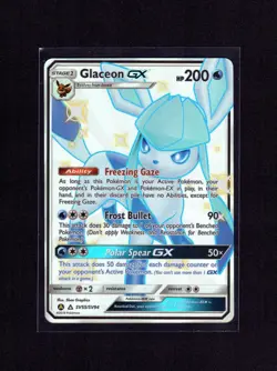 2019 Pokemon Sun & Moon Hidden Fates GLACEON GX #SV55 Shiny Rare Full Art - Image 1