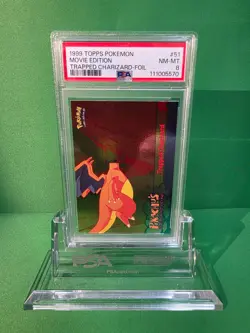 POKEMON 1999 TOPPS POKEMON THE MOVIE TRAPPED CHARIZARD FOIL # 51 PSA 8 - Image 1