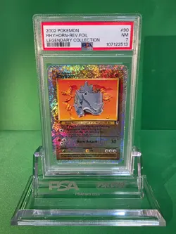 2002 POKEMON RHYHORN REVERSE FOIL LEGENDARY COLLECTION 90/110 PSA 7 - Image 1
