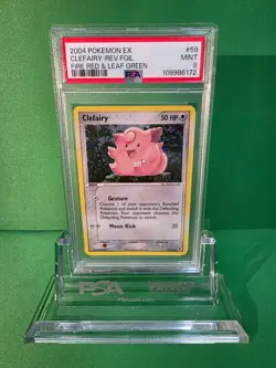POKEMON 2004 FIRE RED & LEAF GREEN CLEFAIRY REVERSE FOIL 59/112 PSA 9 - Image 1