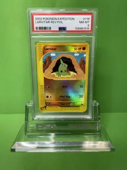 2002 POKEMON EXPEDITION 116 LARVITAR-REVERSE FOIL PSA 8 - Image 1