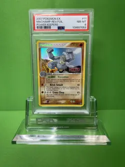 2007 POKEMON EX POWER KEEPERS 11 MACHAMP-REVERSE FOIL PSA 8 - Image 1