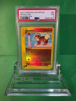 2003 POKEMON AQUAPOLIS GROWLITHE REVERSE FOIL 80/147 PSA 7 - Image 1