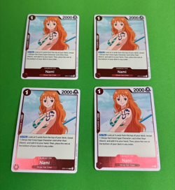 PRE ERRATA Nami Romance Dawn Rare OP-01 Foil One Piece TCG English NM set of 4 - Image 1