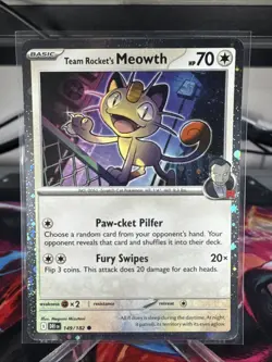 Pokemon TCG Team Rocket's Meowth 149/182 Cosmos Holo Foil NM/M - Image 1