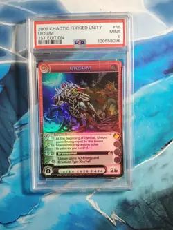 PSA 9 Uksum 3 MAX CWE. Forged Unity Super Rare Chaotic TCG Card Mint. - Image 1