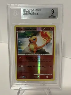 2009 Pokemon Platinum Arceus DP 59 Charmander Reverse Holo Foil BGS Beckett 9 - Image 1