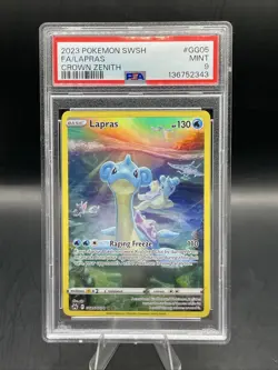 PSA 9 MINT Lapras Crown Zenith Full Art Holo 2023 Pokemon GG05/GG70 - Image 1