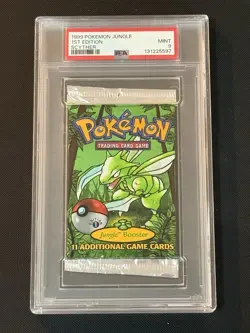Pokemon PSA 9 1st Edition Jungle Booster Pack - Scyther Art - Image 1