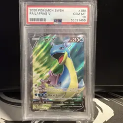 2020 Pokemon: LAPRAS V 189/202 [Sword & Shield Base] Full Art Gem Mint PSA 10 - Image 1