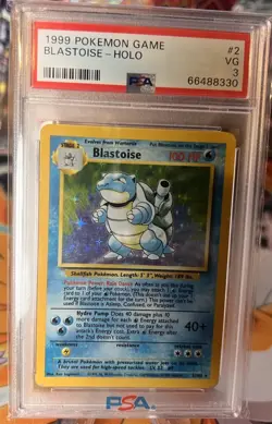 Blastoise 002/102 Pokemon Base Set Unlimited Holo Rare Graded PSA 3 - Image 1