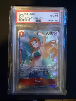2022 ONE PIECE OP01-ROMANCE DAWN ALTERNATE ART-ERRATA #016 NAMI PSA 10 - Image 1
