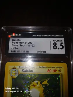 CGC 8.5 Raichu 1999 Base Set 14/102 Holo Pokemon Card - Image 2