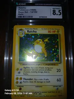 CGC 8.5 Raichu 1999 Base Set 14/102 Holo Pokemon Card - Image 3