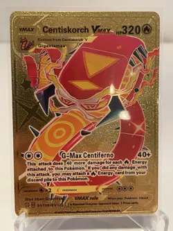Pokemon TCG Centiskorch VMAX HP 320 Gold Foil Fan Art Card - Image 1