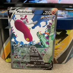 Pokemon Medicham V 186/203 SWSH07 Evolving Skies Ultra Rare Full Art Holo 210 HP - Image 1