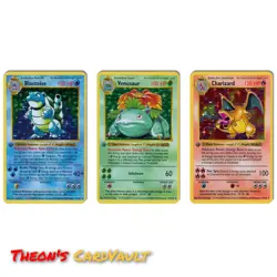 Charizard Blastoise & Venusaur Pokemon Credit Card Skin Set (3) Small Chip - Image 1