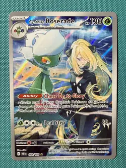 Pokemon Destined Rivals Cynthia's Roserade Illustration Card 184/182 NM+ - Image 1