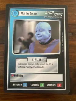 Star Trek CCG 1E 1994 Black Border BB MOT THE BARBER Card NEVER PLAYED - Image 1