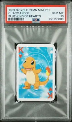1999 BICYCLE POKEMON MINI PLAYING CARDS BLUE DECK CHARMANDER PSA 10 - Image 1