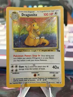Dragonite Holo 4/62 Fossil Unlimited Pokemon Card HP/Damaged - Image 1
