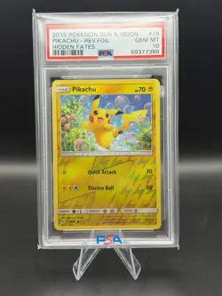2019 Pokemon Hidden Fates PSA 10 PIkachu #30 #19 Reverse Foil Holo - Image 1